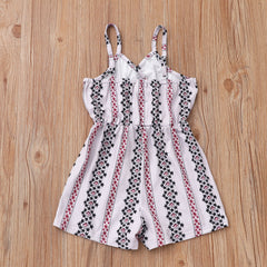 New Children's Clothing Girls Floral Striped Overalls Jumpsuit - Kiddo’s Boutique
