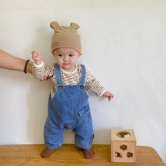 Babies Denim Suspender Pants Suit - Kiddo’s Boutique
