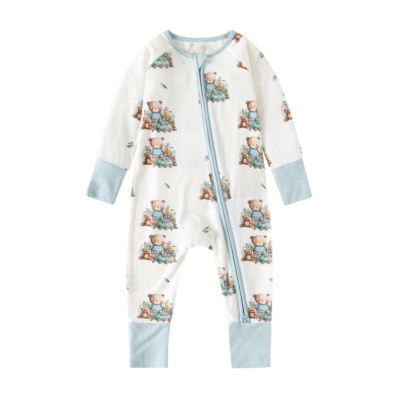 Bamboo Fiber Long Sleeve Zipper Baby Jumpsuits - Kiddo’s Boutique