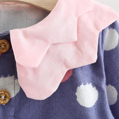 Girls Long Sleeve Print Double Collar Princess Tunic - Kiddo’s Boutique