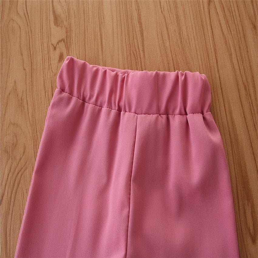 Girls' Clothing, Small And Medium-Sized Children's Checked Long-Sleeved Flared Pants - Kiddo’s Boutique