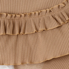 Children's Clothing Springsummer Young And Little Girls Sling Lace-collared Blouse Horn Sunken Stripe Trousers Two-piece Suit - Kiddo’s Boutique