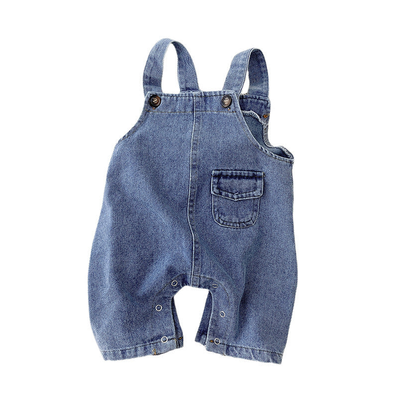 Babies Denim Suspender Pants Suit - Kiddo’s Boutique