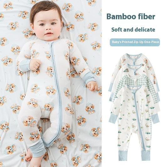 Bamboo Fiber Long Sleeve Zipper Baby Jumpsuits - Kiddo’s Boutique