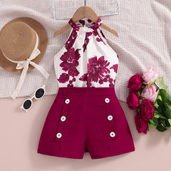 Children's Summer Clothing Printed Halter Top Shorts - Kiddo’s Boutique