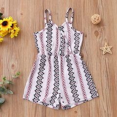 New Children's Clothing Girls Floral Striped Overalls Jumpsuit - Kiddo’s Boutique