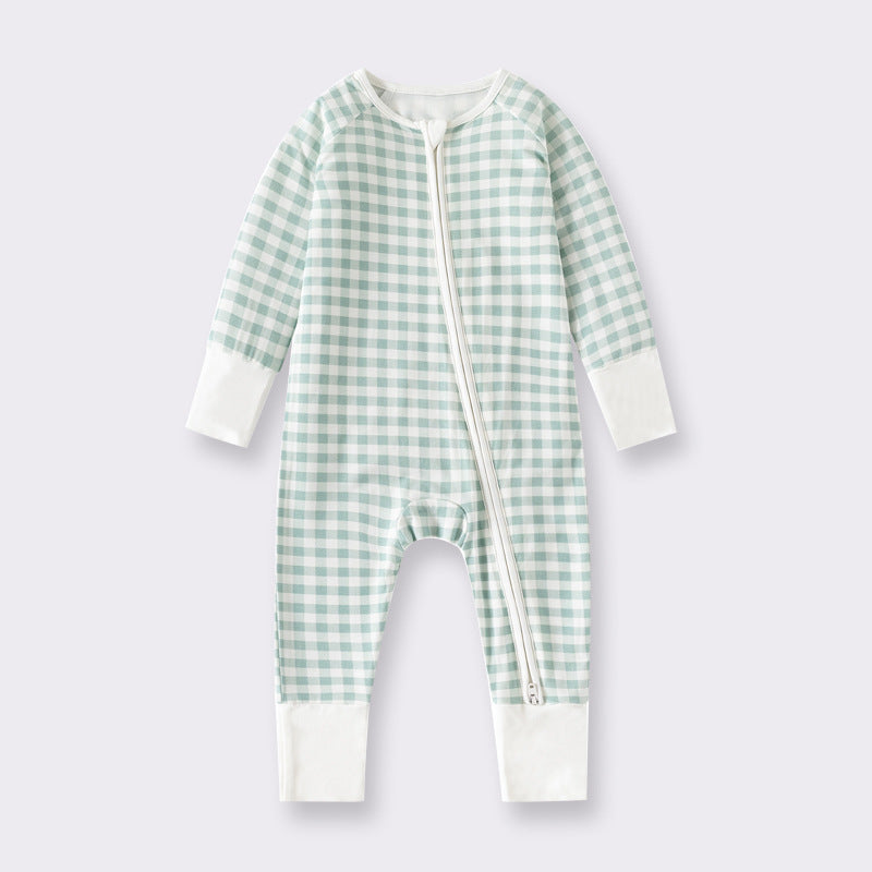 Bamboo Fiber Long Sleeve Zipper Baby Jumpsuits - Kiddo’s Boutique