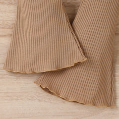 Children's Clothing Springsummer Young And Little Girls Sling Lace-collared Blouse Horn Sunken Stripe Trousers Two-piece Suit - Kiddo’s Boutique