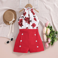 Children's Summer Clothing Printed Halter Top Shorts - Kiddo’s Boutique 