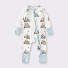 Bamboo Fiber Long Sleeve Zipper Baby Jumpsuits