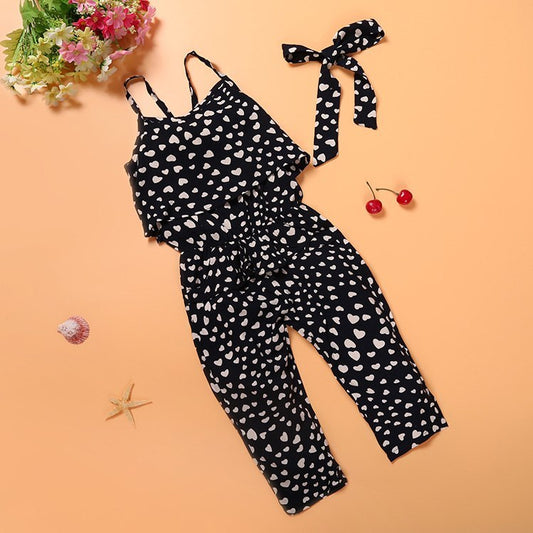 Fashion Summer Kids Girls Clothing Sets Cotton Sleeveless Polka Dot Strap Girls Jumpsuit Clothes Sets Outfits Children Suits - Kiddo’s Boutique 