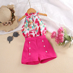 Children's Summer Clothing Printed Halter Top Shorts - Kiddo’s Boutique 