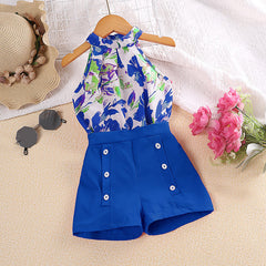 Children's Summer Clothing Printed Halter Top Shorts - Kiddo’s Boutique 