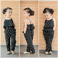 Fashion Summer Kids Girls Clothing Sets Cotton Sleeveless Polka Dot Strap Girls Jumpsuit Clothes Sets Outfits Children Suits - Kiddo’s Boutique 
