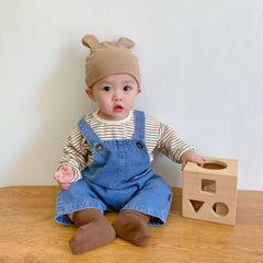 Babies Denim Suspender Pants Suit - Kiddo’s Boutique 
