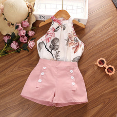 Children's Summer Clothing Printed Halter Top Shorts - Kiddo’s Boutique 