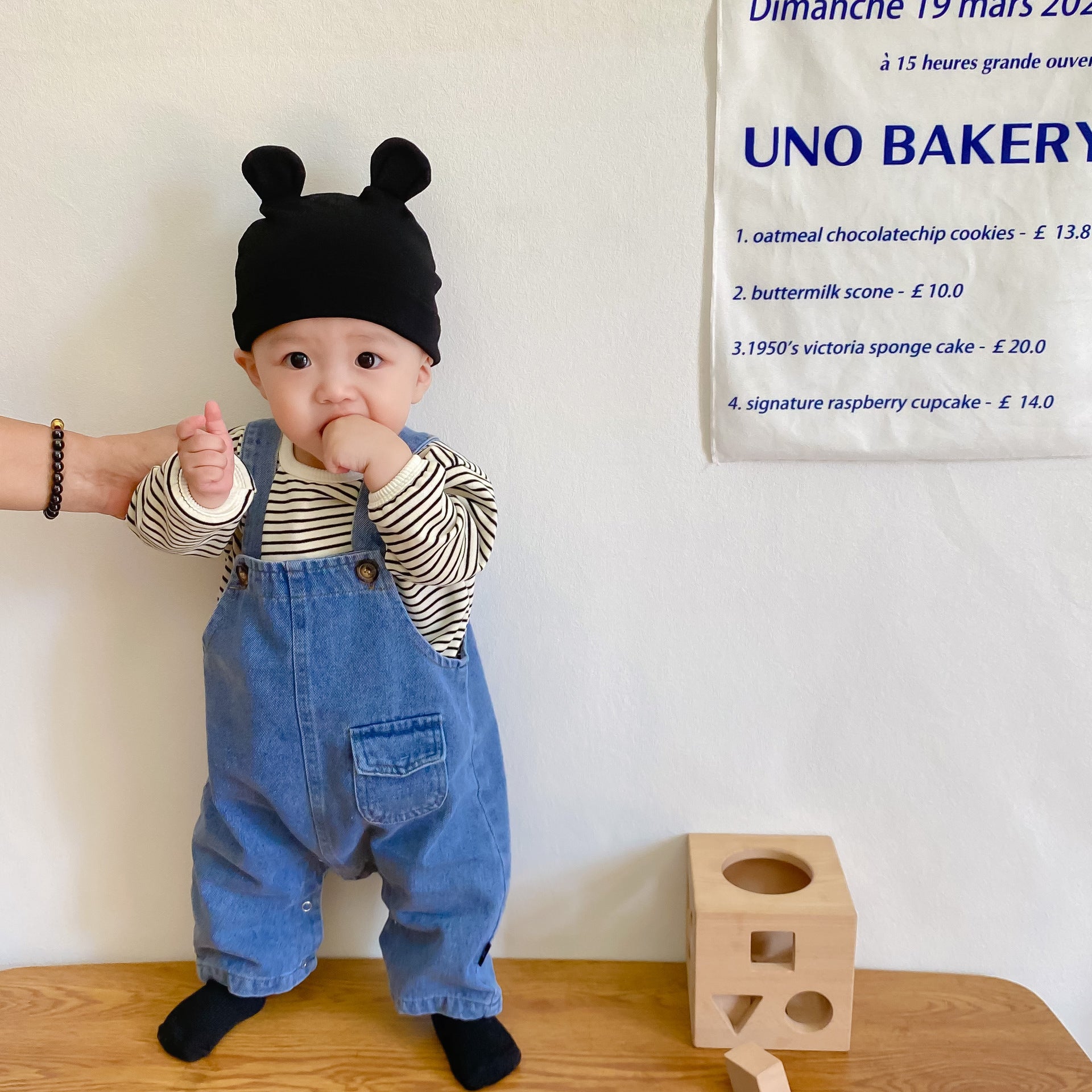 Babies Denim Suspender Pants Suit - Kiddo’s Boutique 