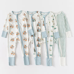 Bamboo Fiber Long Sleeve Zipper Baby Jumpsuits